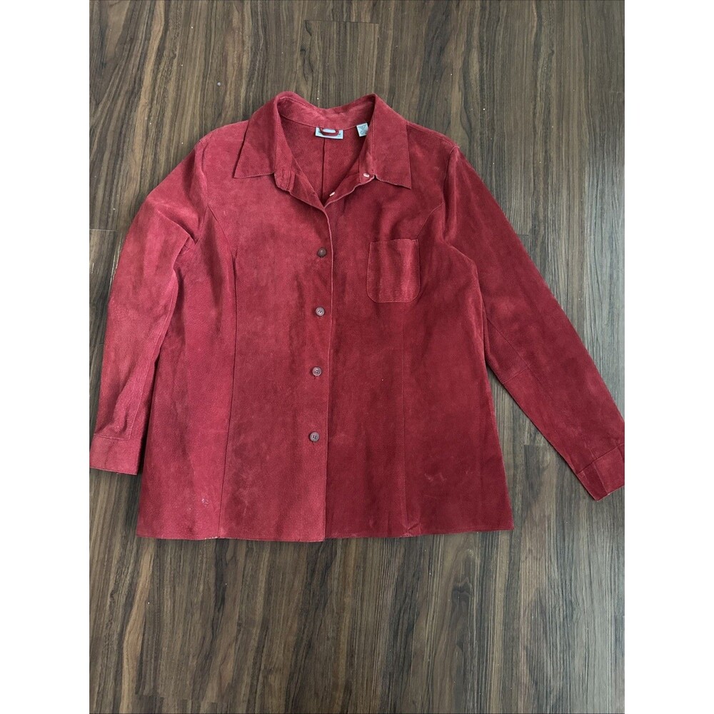 Women's XL Red Soft Shell Leather Marsh Landing Heritage Outdoor Jacket Edgy
